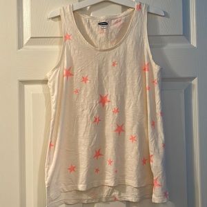 Cream Old Navy Tank With Coral Stars NWOT